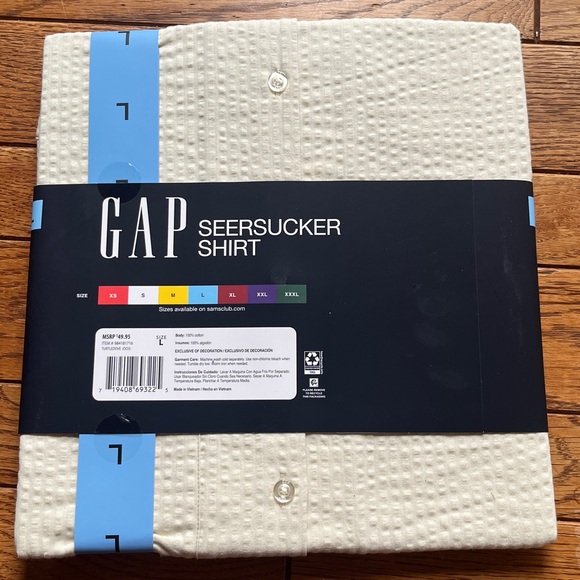 NWT GAP Seersucker Short Sleeve Shirt  L - Picture 4 of 5